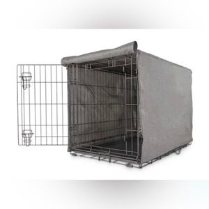 EveryYay Happy Place Grey Blackout Dog Crate Cover  (small)